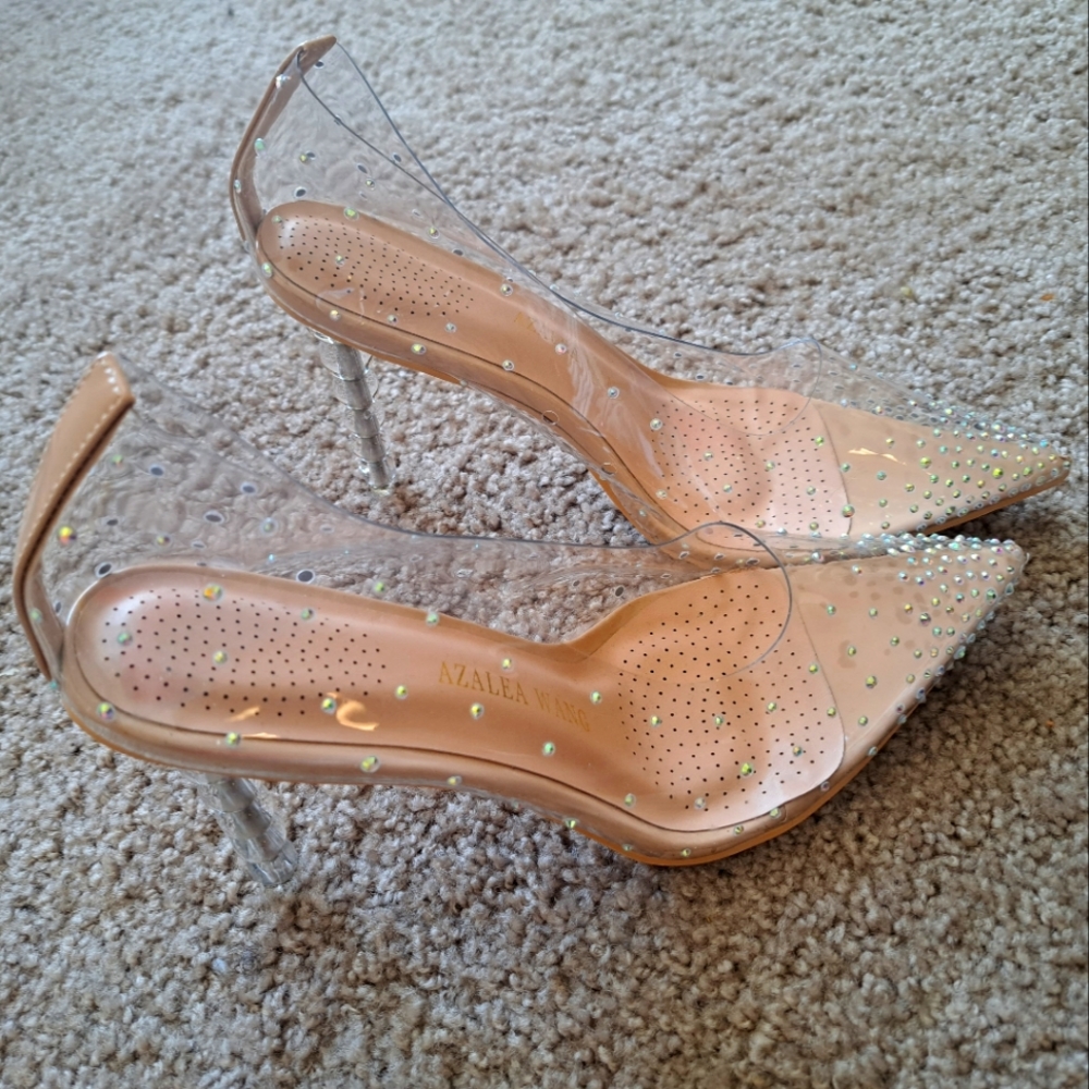 Azalea Wang clear studded heels